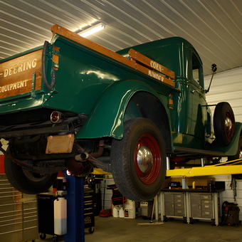 Classic Green Pickup Truck on Car Lift in Garage - Bruce from Joplin, MO