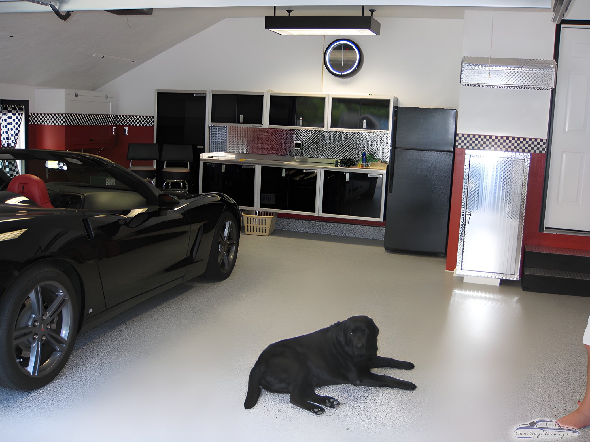 Modern garage with black cabinets and Corvette - Rick from Tyngsboro, MA