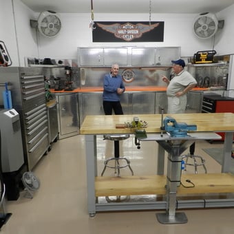 Organized garage with metal cabinets and workbench - Richard Vinson from Interlachen, FL