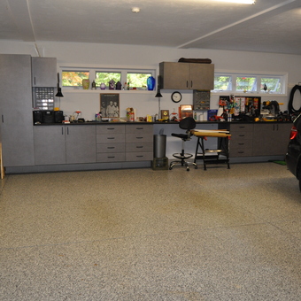 Modern Garage With Cabinets and Workbench - Shipwreck from Milton, MA