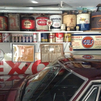 Vintage Oil Cans and Gas Station Signs Display - JOHNNYMO from Orange, CT