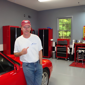 Red Cabinets, Tool Chest, Workbench, and Car in Garage - Jay from Blythewood, SC