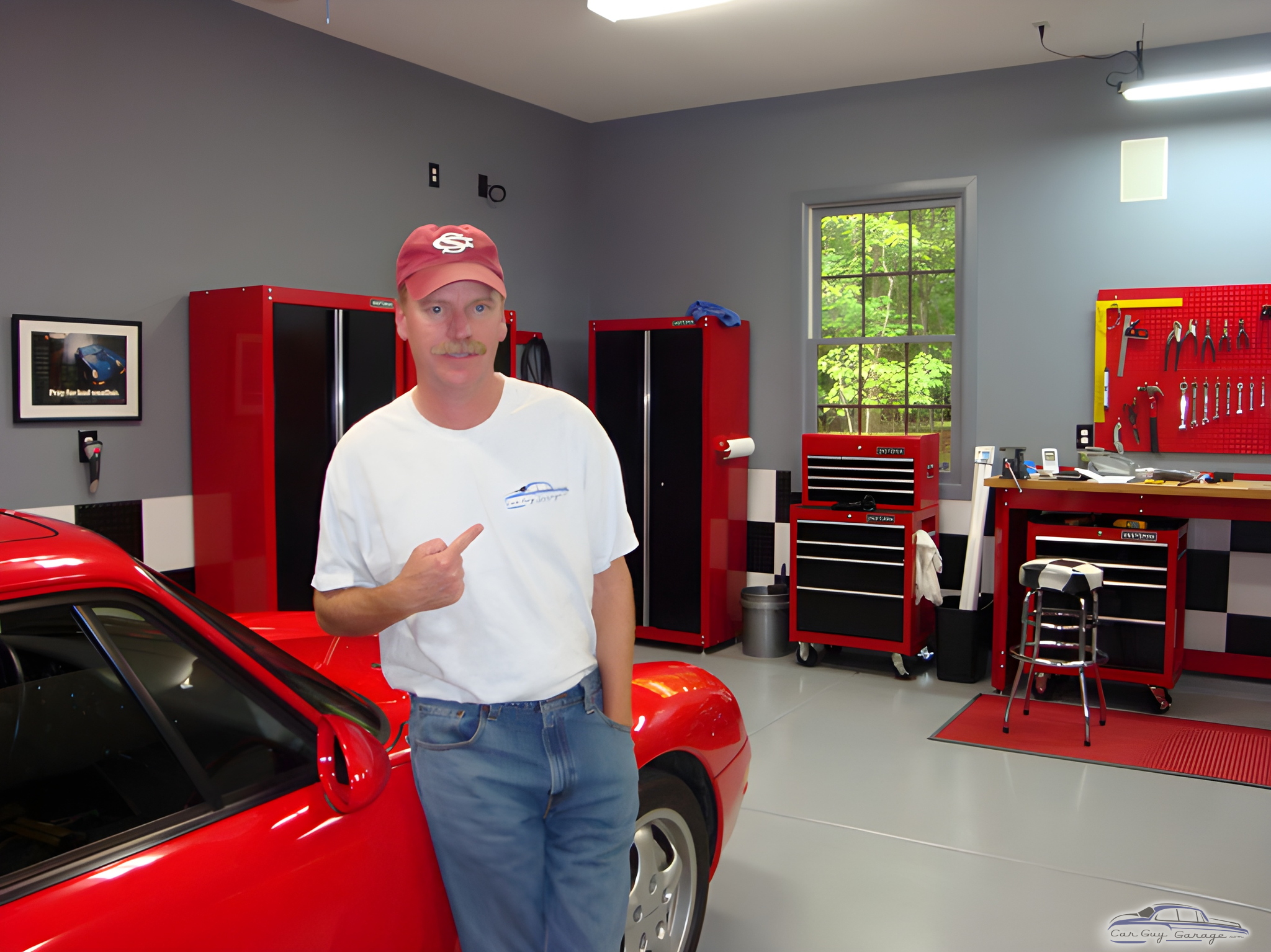 Red Cabinets, Tool Chest, Workbench, and Car in Garage - Jay from Blythewood, SC