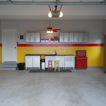Organized garage with cabinets, tool chest and stools - Danny from Woodbridge, VA