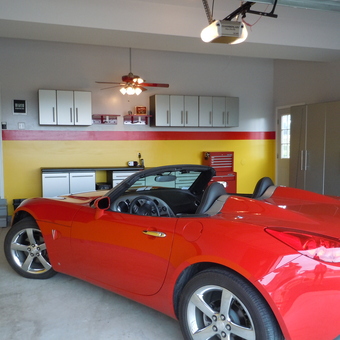 Organized Garage With Red Convertible and Cabinets - Danny from Woodbridge, VA