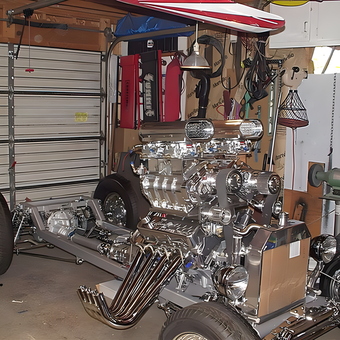 Custom car chassis build with chrome engine parts - Ron from Albuquerque, NM