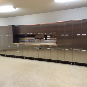 Stainless Steel Garage Cabinets and Workbench - Stainless Garage from Keller, TX