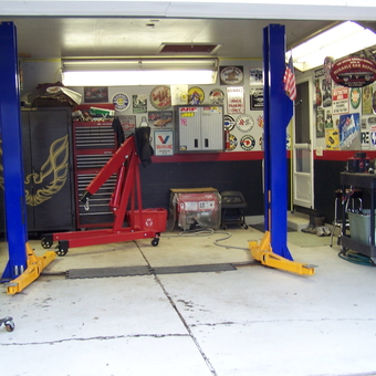 Garage Lift, Tool Cabinets, and Decor - BAD BRAD'S GARAGE from warren, MI