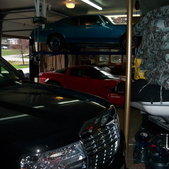 Garage with Car Lift, Classic Cars, and Storage - Paulette Guiedo from Lemont, IL