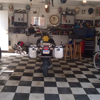 Motorcycle Garage with Tool Storage and Checkered Floor - Chuck from Vandergrift, PA