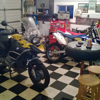 Motorcycle Garage with Tool Storage and Tire Table - Chuck from Vandergrift, PA