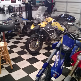 Motorcycle Garage With Bar Stools and Helmets - Chuck from Vandergrift, PA