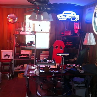 Garage Office with Neon Signs and Racing Chair - Angie's Fantaseas from Jacksonville, FL