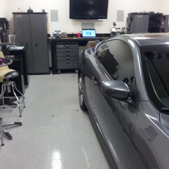 Modern garage with storage cabinets and workspace - Jeff from Tacoma, WA