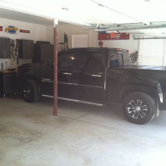 Organized garage with cabinets and truck - Glenn from New Hartford, CT