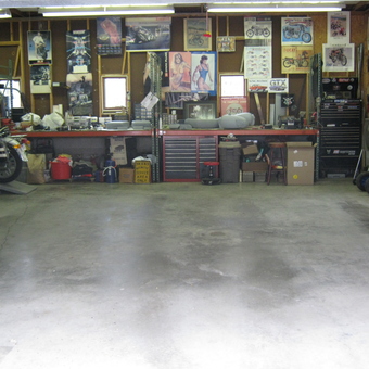 Organized Motorcycle Garage With Tool Chests and Workbench - 4guzzis from Des Moines, IA