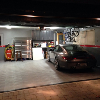 Organized garage with tool chest, cabinets, and sports car - Patrick from Campbell, CA