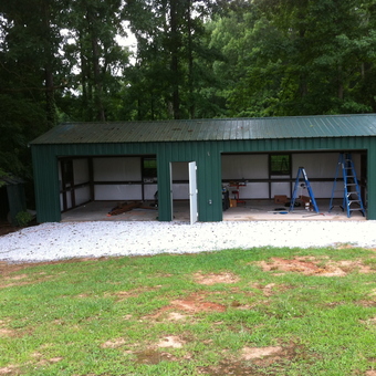 Green Metal Garage with Ladders and Tools - Jim Smith from Stockbridge, GA