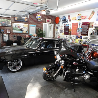 Classic Car, Motorcycles, and Wall Decor in Custom Garage - Mike from Athens, TN