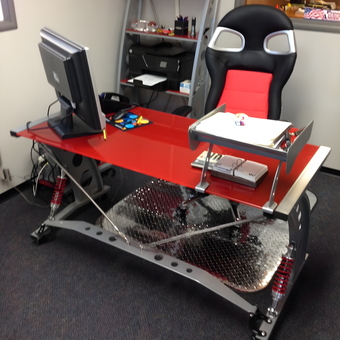Racing Style Garage Desk and Chair Office Setup - maurice shaw from eureka, CA