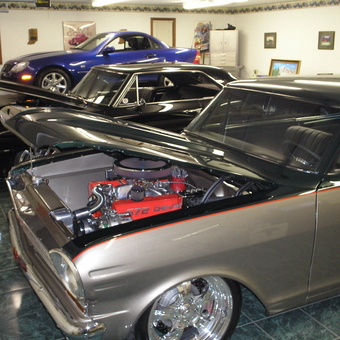 Classic Cars and Car Lift in Tiled Garage - Mike from Kokomo, IN
