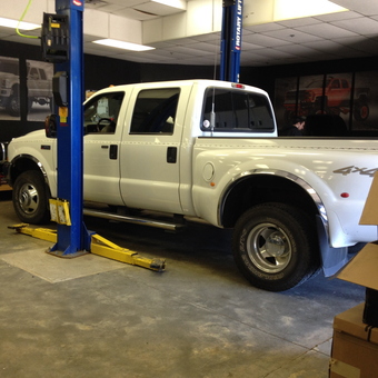 Truck on Two Post Lift in Organized Garage - Ryan from Alma, AR