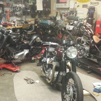Custom Motorcycle Garage With Workbenches and Tools - Bulldog from Omaha, NE