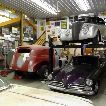 Classic Cars on Lift in Decorated Garage - Gene from Labadie, MO