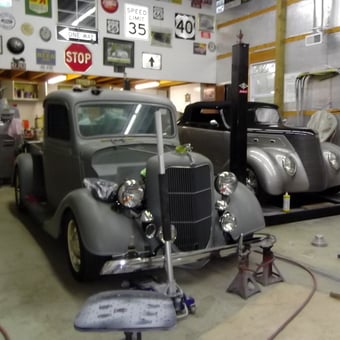 Classic Cars and Garage Lift with Wall Signs - Gene from Labadie, MO