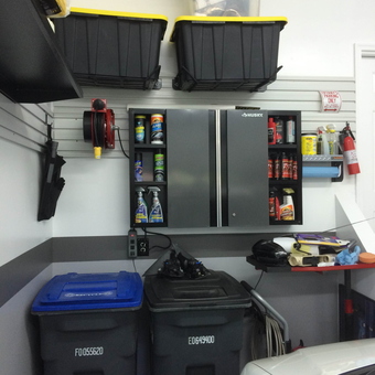 Organized Garage with Wall Cabinets and Storage Bins - Jon Estrella from Ashburn, VA