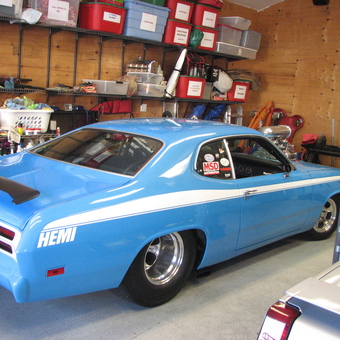 Blue Hemi Muscle Car in Organized Garage - Hemi Tony