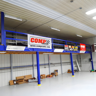 Spacious garage with mezzanine storage and banners - Billy Boy from Webster, NY