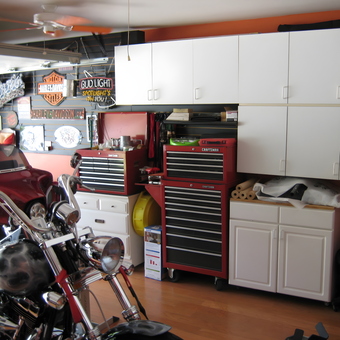 Organized Garage With Tool Chests, Cabinets, and Motorcycles - Mark from Tomball, Texas
