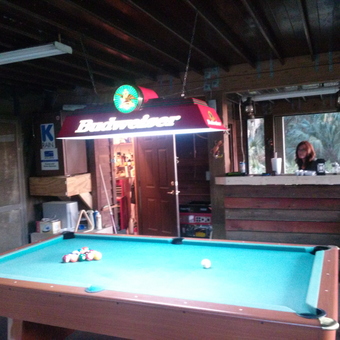 Garage Pool Table with Budweiser Light and Bar - Brian from Leesburg, FL