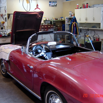 Classic Red Convertible and Organized Garage Workspace - Arnie from Brainerd, MN