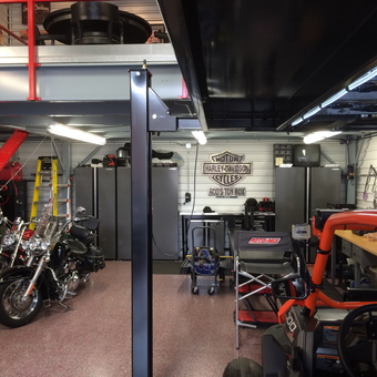 Organized Garage with Cabinets, Workbench, and Motorcycles - Rod from Chandler, AZ