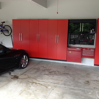 Red Garage Cabinets and Tool Storage Wall - Joel from Mcmurray, PA