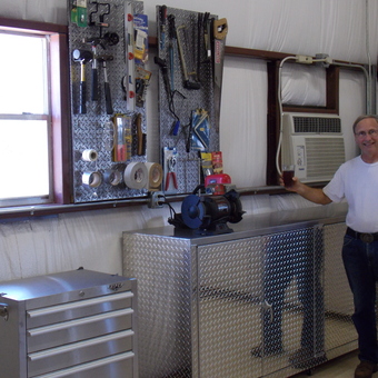 Diamond Plate Cabinets, Tool Pegboard, and Toolbox - JR from Caldwell, TX