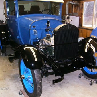 Classic Blue Vintage Car Restoration in Garage - Richard Crocker from Holden, ME