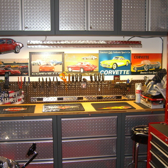 Organized Garage Workbench with Corvette Decor - Wayne from Panama City, FL