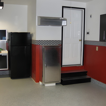 Red and Black Garage with Diamond Plate Accents - Rick from Tyngsboro, MA