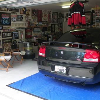 Route 66 Decor and Dodge Charger in Themed Garage - Rick from South Bend, IN