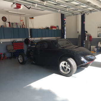Organized garage with classic car and storage cabinets - Jeff from Brandon, FL