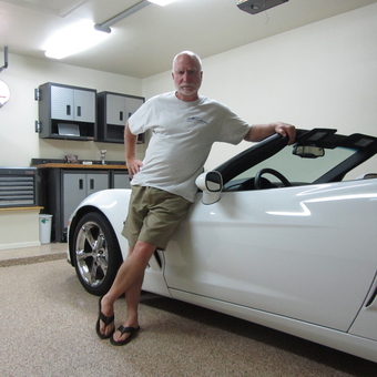 Organized garage with cabinets and white convertible - Keith from La Porte, TX