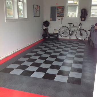 Garage with Checkerboard Tile Flooring and Bike - pez from Anacortes, WA