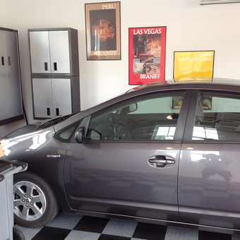 Garage with Diamond Plate Cabinets and Hybrid Car - pez from Anacortes, WA