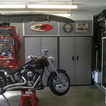 Motorcycle Garage with Tool Chest and Cabinets - Jay from Irvine, CA