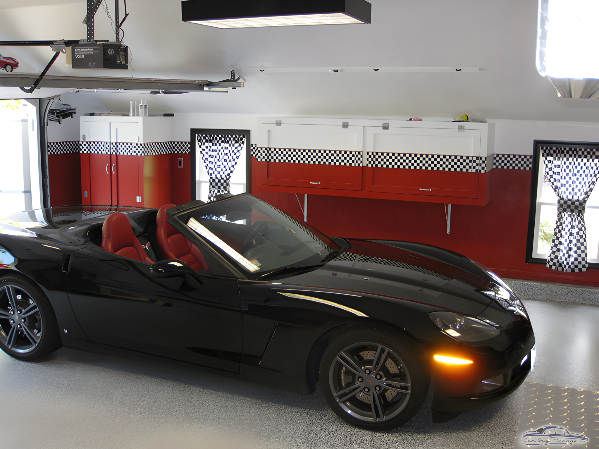 Red and White Garage Cabinets with Sports Car - Rick from Tyngsboro, MA