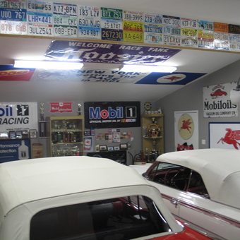 Vintage Mobil Signs, License Plates, and Classic Cars Display - Hank from Dix Hills, NY
