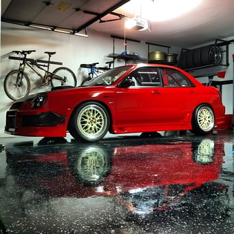 Epoxy Garage Floor, Bike Racks, and Storage Shelves - A. W. from North Potomac, MD